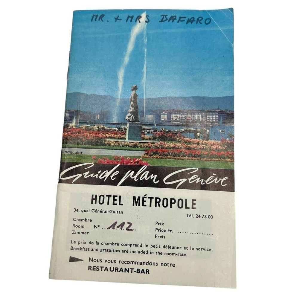 Hotel Metropole Geneva Brochure 1960s English‎ French Advertising Ephemera